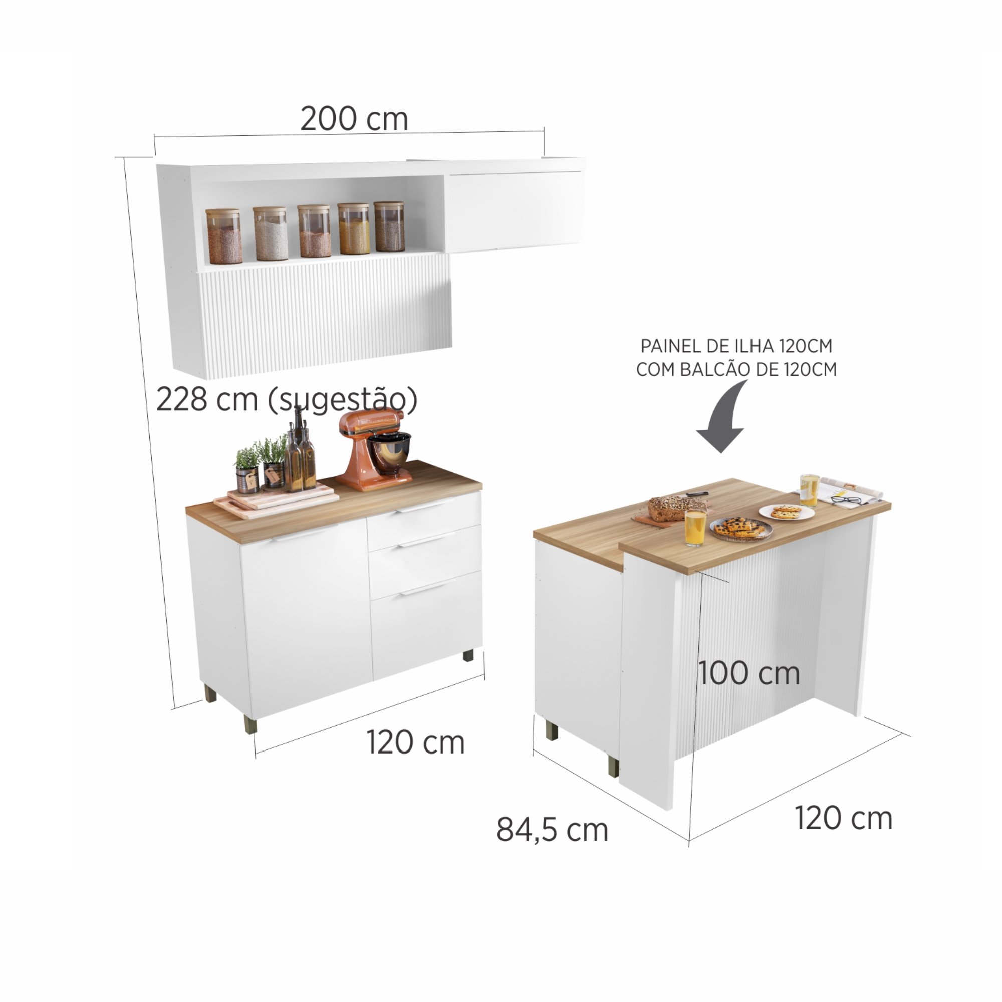 Cozinha Modulada 5 Peças Ripado  100% Mdf Marquesa Gourmet - 14