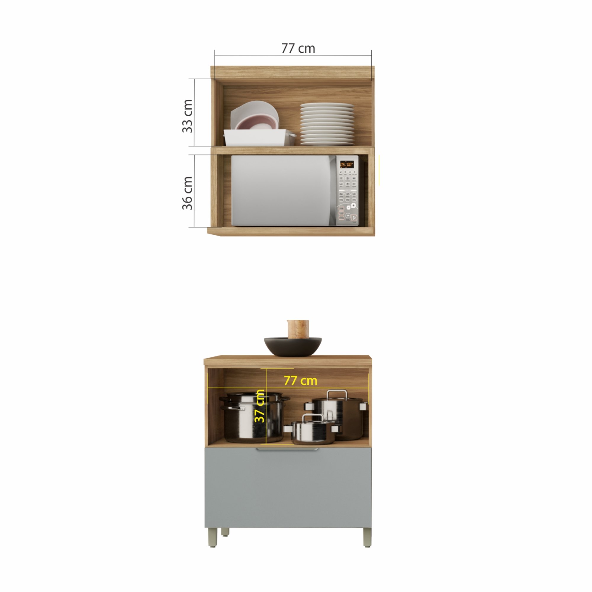 Cozinha Modulada 2 Peças Ripado  100% Mdf Marquesa - 9