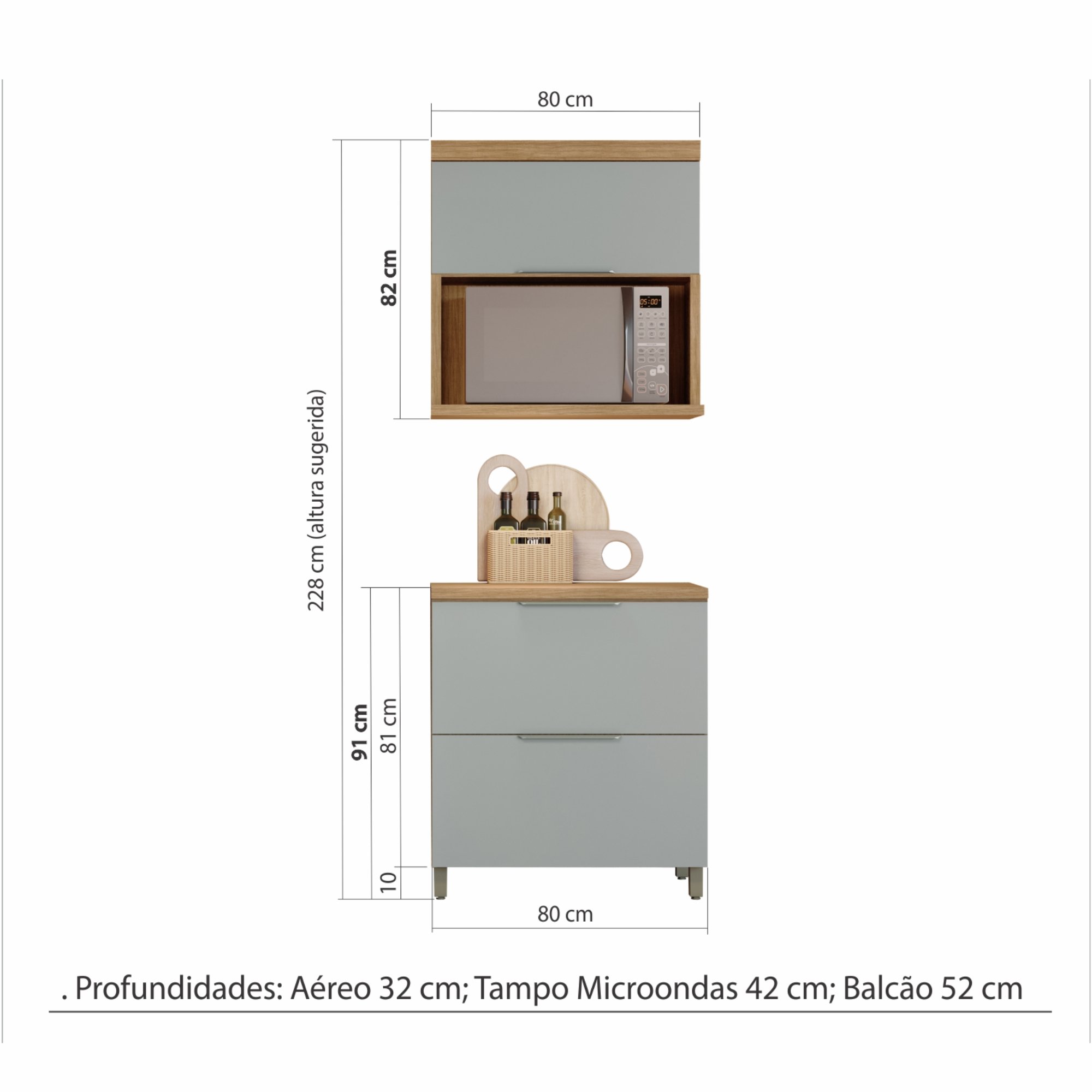 Cozinha Modulada 2 Peças Ripado  100% Mdf Marquesa - 10