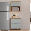 Ver imagem 1 de Cozinha Modulada 2 Peças Ripado 100% MDF Marquesa Marrom/Nature/Verde