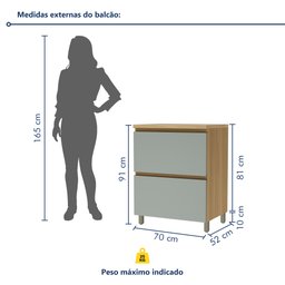 Cozinha Modulada 7 Peças Com 3 Armários Aéreos Ripado 3 Balcões 1 Paneleiro  100% Mdf Rainha - 16