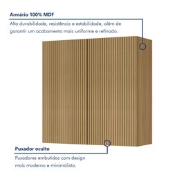 Cozinha Modulada 7 Peças Com 3 Armários Aéreos Ripado 3 Balcões 1 Paneleiro  100% Mdf Rainha - 12