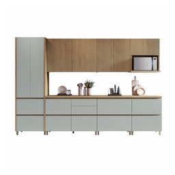 Cozinha Modulada 7 Peças Com 3 Armários Aéreos Ripado 3 Balcões 1 Paneleiro  100% Mdf Rainha - 2