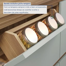 Cozinha Modulada 7 Peças Com 3 Armários Aéreos Ripado 3 Balcões 1 Paneleiro  100% Mdf Rainha - 8