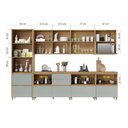 Ver imagem 5 de Cozinha Modulada 7 Peças com 3 Armários Aéreos Ripado 3 Balcões 1 Paneleiro 100% MDF Rainha Marrom/Nature/Verde