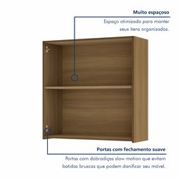 Cozinha Modulada 7 Peças Com 3 Armários Aéreos Ripado 3 Balcões 1 Paneleiro  100% Mdf Rainha - 7
