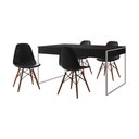Ver imagem 2 de Mesa Jantar Industrial Retangular Filadélfia Preta 137x90cm Base Ferro Branco com 4 Cadeiras Pretas