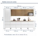 Ver imagem 4 de Cozinha Modulada 7 Peças com 3 Armários Aéreos Ripado 3 Balcões 1 Paneleiro 100% MDF Rainha Branco/Nature