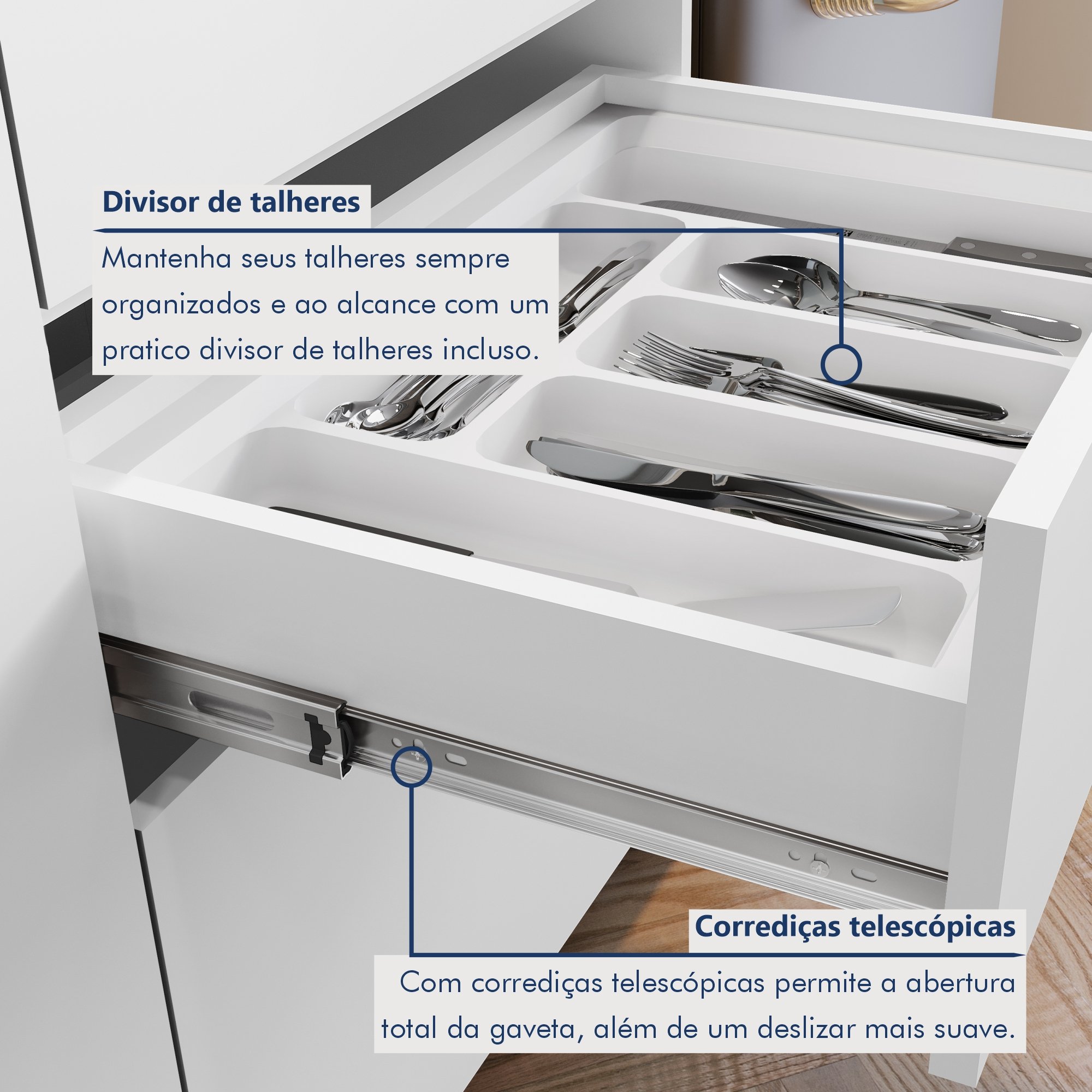 Cozinha Modulada 7 Peças Com 3 Armários Aéreos Ripado 3 Balcões 1 Paneleiro  100% Mdf Rainha - 11