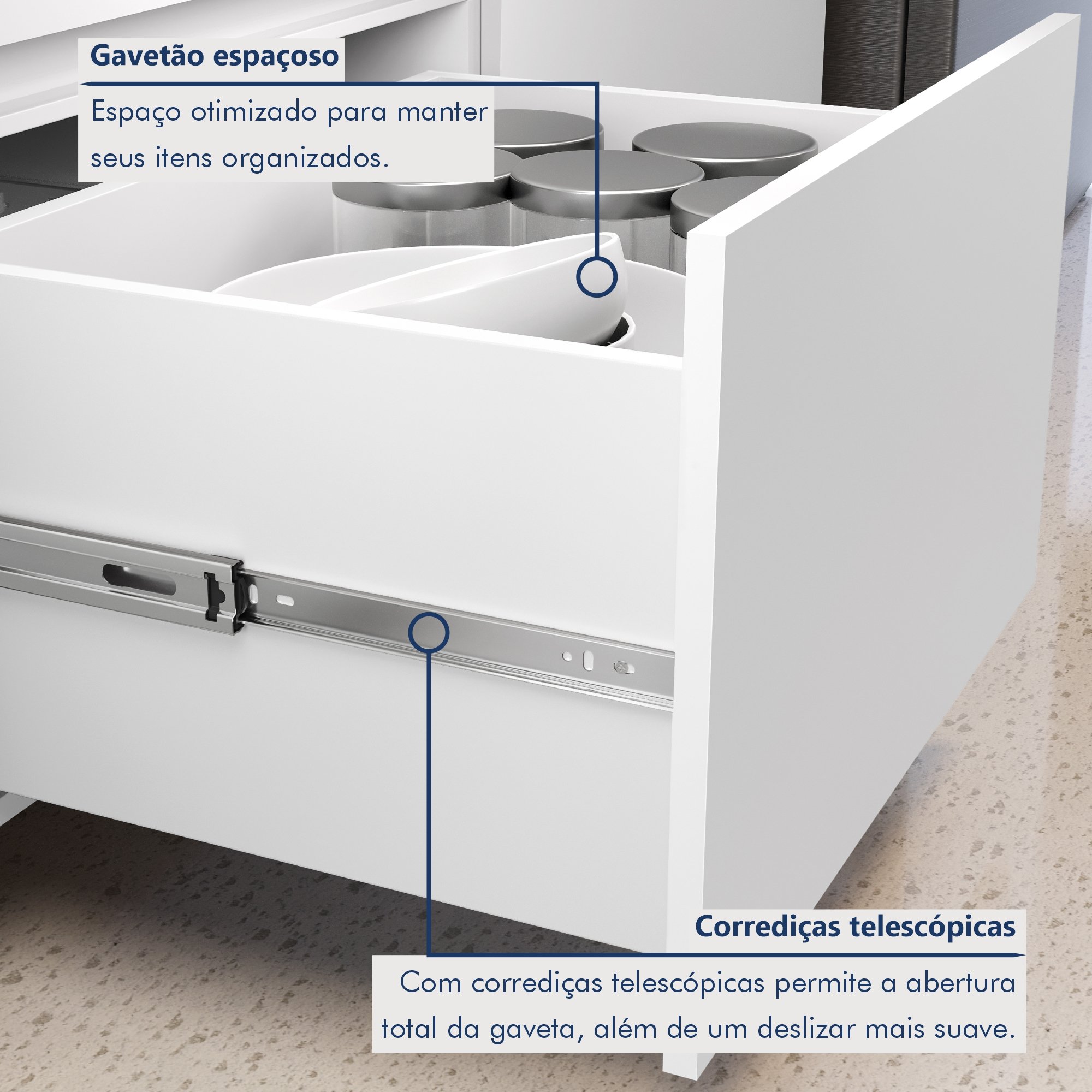 Cozinha Modulada 7 Peças Com 3 Armários Aéreos Ripado 3 Balcões 1 Paneleiro  100% Mdf Rainha - 13