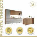 Ver imagem 2 de Cozinha Modulada 10 Peças Com 3 Balcões 5 Armários Aéreos Ripado 1 Paneleiro 1 Painel De Ilha  100% Mdf Rainha Gourmet