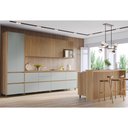 Ver imagem 1 de Cozinha Modulada 10 Peças com 3 Balcões 5 Armários Aéreos Ripado 1 Paneleiro 1 Painel de Ilha 100% MDF Rainha Gourmet Marrom/Nature/Verde