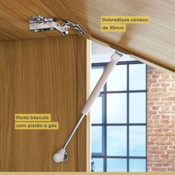 Cozinha Modulada 10 Peças Com 3 Balcões 5 Armários Aéreos Ripado 1 Paneleiro 1 Painel De Ilha  100% Mdf Rainha Gourmet - 4