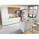 Ver imagem 1 de Cozinha Modulada 8 Peças Com 2 Armários Aéreos Ripado 4 Balcões 1 Paneleiro 1 Painel De Ilha  100% M