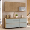 Ver imagem 1 de Cozinha Modulada 4 Peças Ripado 100% MDF Rainha Verde/Nature