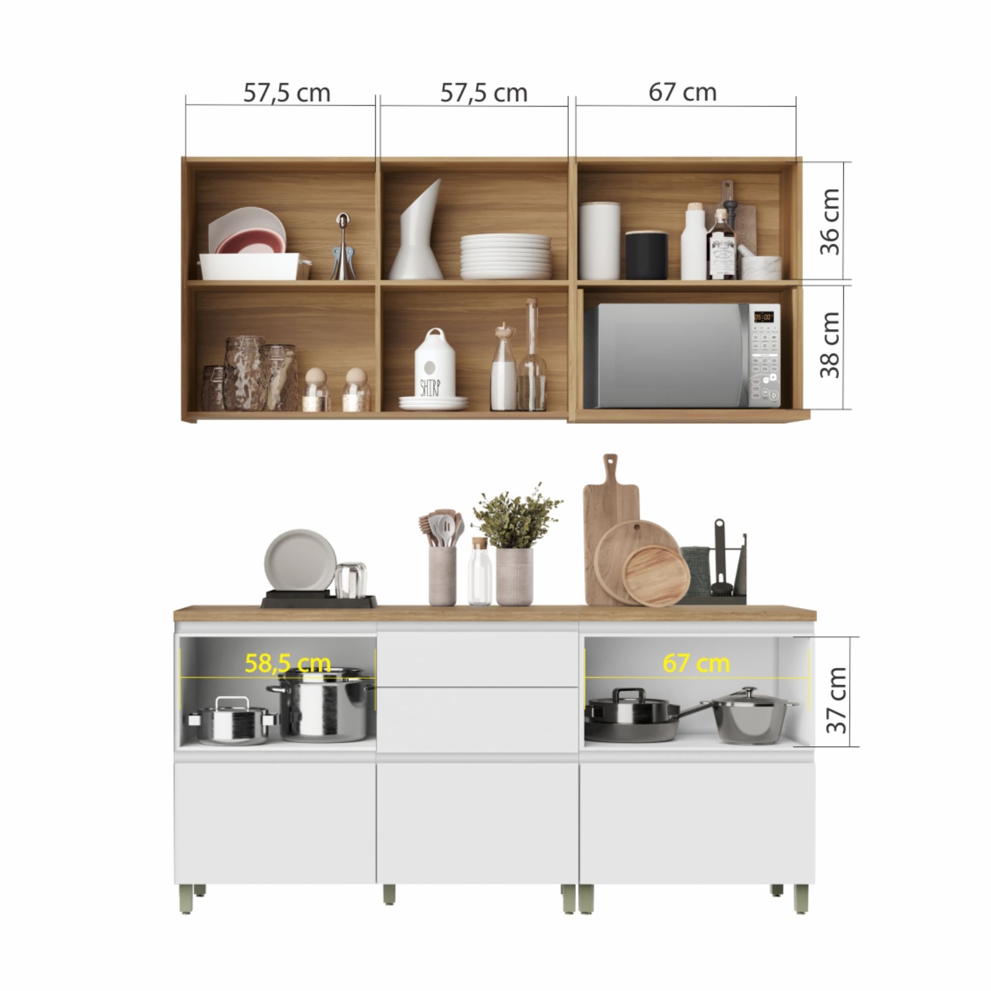 Cozinha Modulada 4 Peças Ripado  100% Mdf Rainha - 4