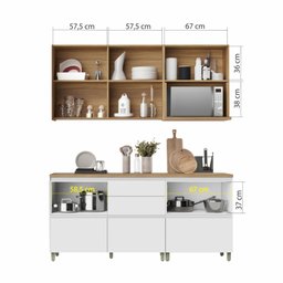 Cozinha Modulada 4 Peças Ripado  100% Mdf Rainha - 4