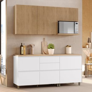 Cozinha Modulada 4 Peças Ripado  100% Mdf Rainha