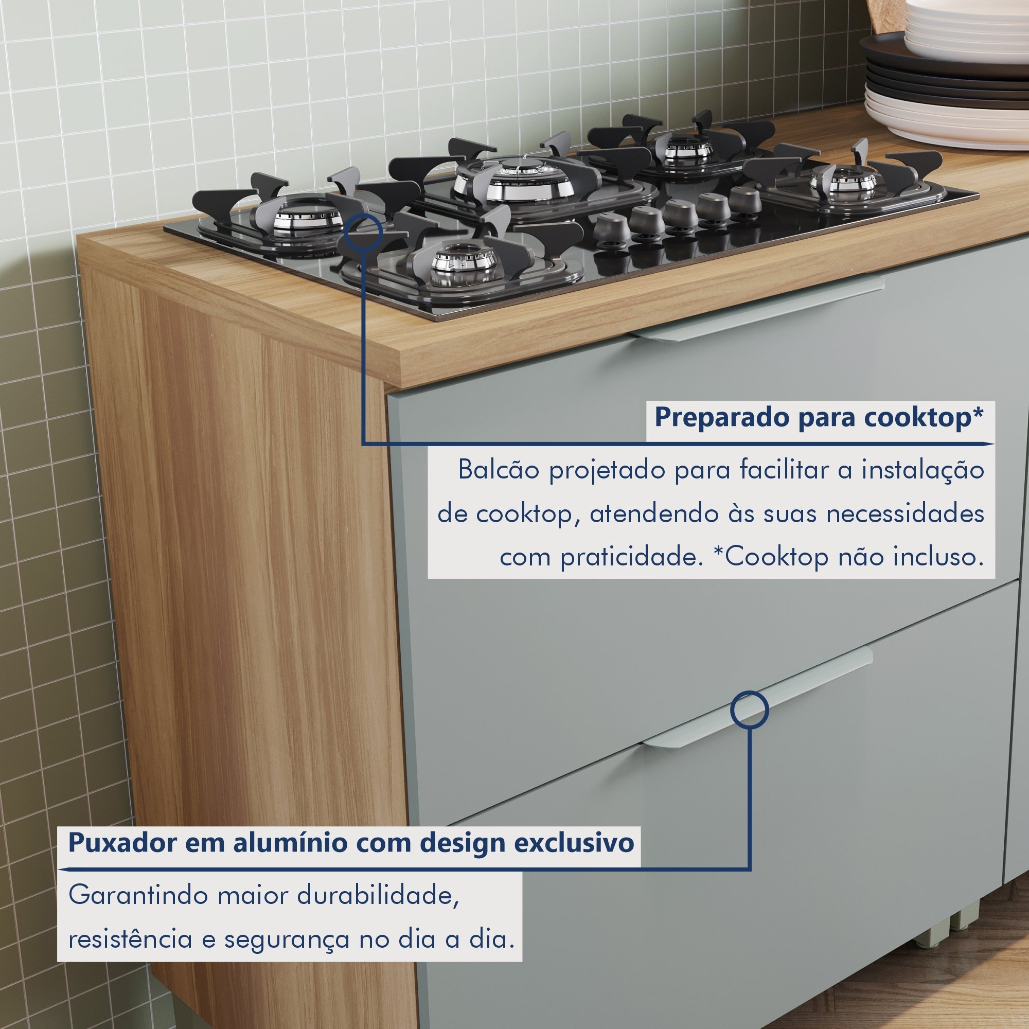 Cozinha Modulada 5 Peças Ripado  100% Mdf Marquesa - 6