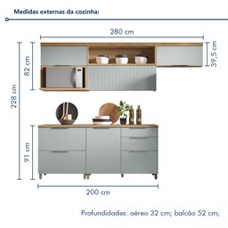 Cozinha Modulada 5 Peças Ripado  100% Mdf Marquesa - 18