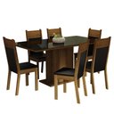 Ver imagem 2 de Conjunto Sala de Jantar Mesa Tampo de Vidro 6 Cadeiras Preto/rustic Francine Madesa