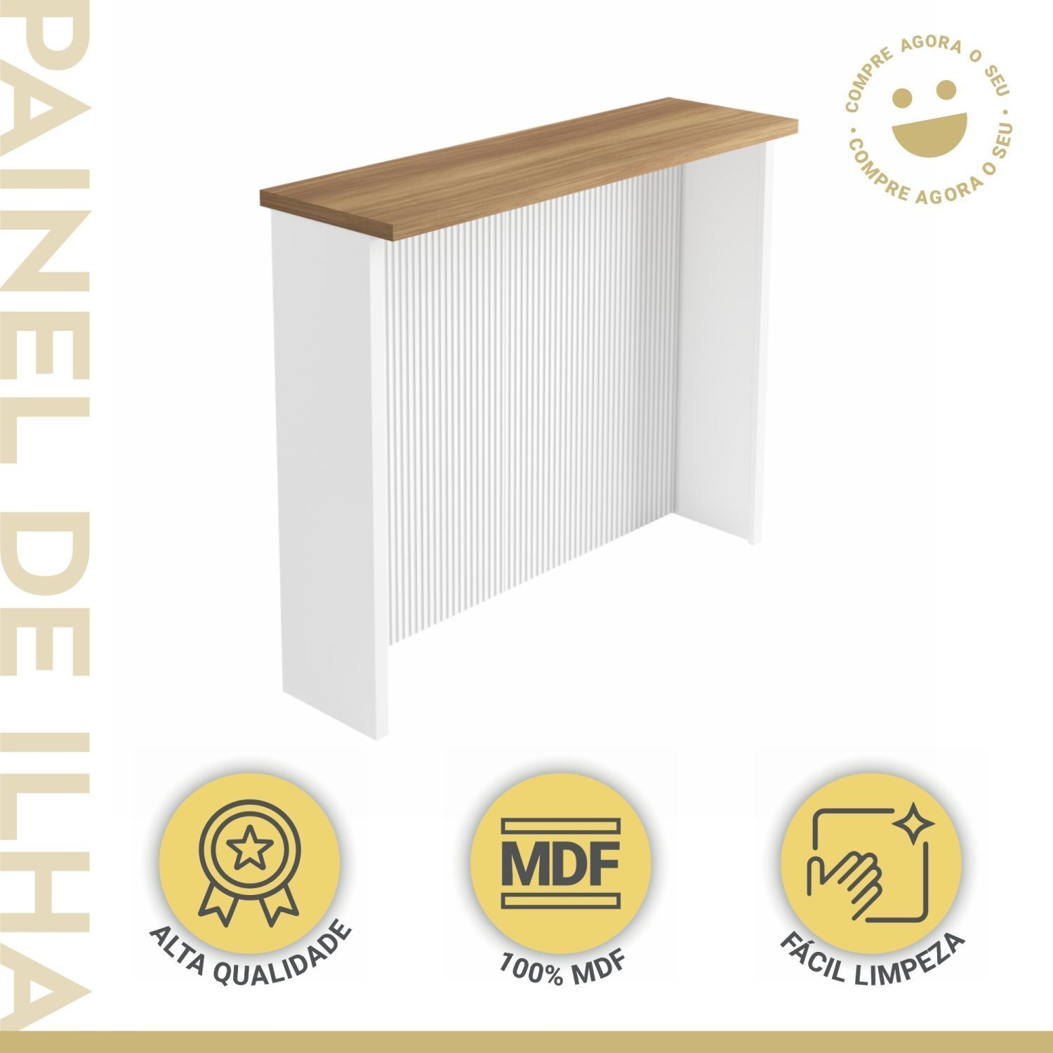 Painel Ilha Ripado Canelado 120cm Nesher 100% MDF - 5