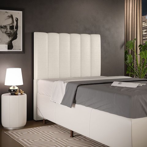 Cabeceira Cama Box Painel Solteiro 100 cm Dália W01 Facto Pérola Metalizado - Lyam Decor