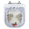Tampa de Vaso Poliéster Decorada Borboleta Quadra Branco para Louça Deca - 1