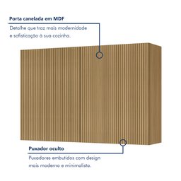Armário Aéreo 2 Portas 120Cm Ripado  100% Mdf Rainha - 3
