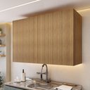 Ver imagem 1 de Armário Aéreo 2 Portas 120cm Ripado 100% MDF Rainha Marrom/Nature