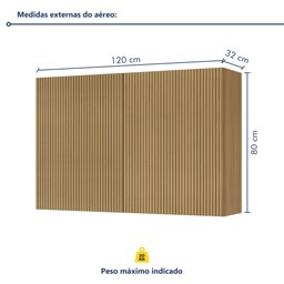 Armário Aéreo 2 Portas 120Cm Ripado  100% Mdf Rainha - 5