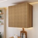 Ver imagem 1 de Armário Aéreo 2 Portas 80cm Ripado 100% MDF Rainha Marrom/Nature