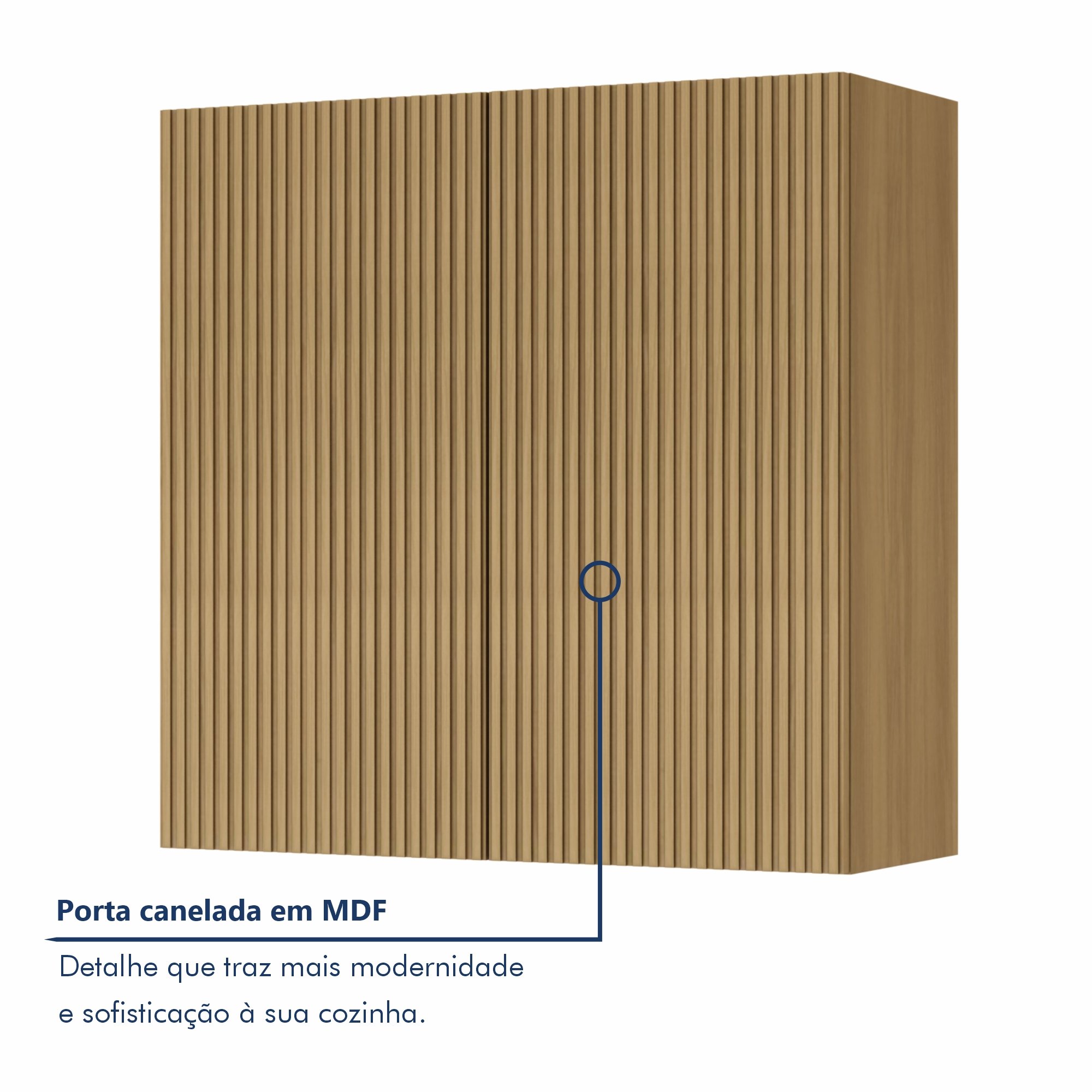 Armário Aéreo 2 Portas 80Cm Ripado  100% Mdf Rainha - 3