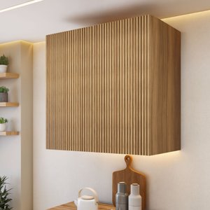 Armário Aéreo 2 Portas 80Cm Ripado 100% Mdf Rainha