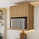 Ver imagem 1 de Armário Aéreo Micro 1 Porta Basculante 70cm Ripado 100% MDF Rainha Marrom/Nature