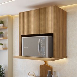 Armário Aéreo Micro 1 Porta Basculante 70Cm Ripado 100% Mdf Rainha