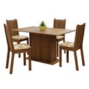 Ver imagem 3 de Conjunto Sala de Jantar Madesa Luana Mesa Tampo de Madeira com 4 Cadeiras - Rustic/lírio Bege