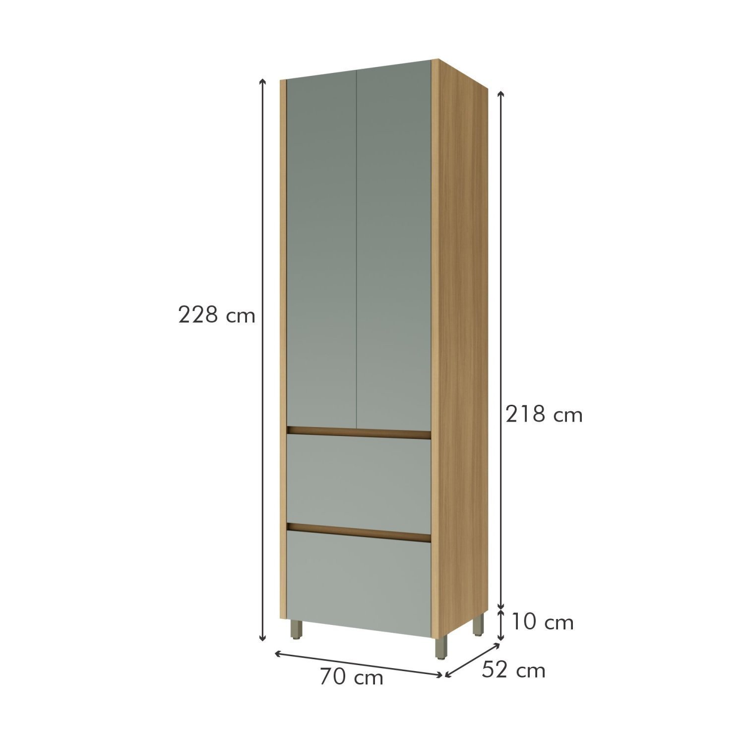 Paneleiro 2 Portas 2 Gavetas 70Cm  100% Mdf Rainha - 4