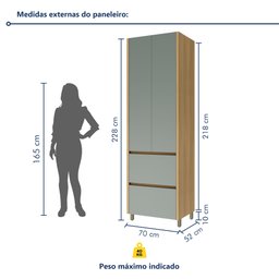 Paneleiro 2 Portas 2 Gavetas 70Cm  100% Mdf Rainha - 3