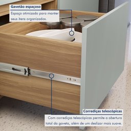 Paneleiro 2 Portas 2 Gavetas 70Cm  100% Mdf Rainha - 8