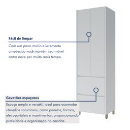 Paneleiro 2 Portas 2 Gavetas 70Cm  100% Mdf Rainha - 7