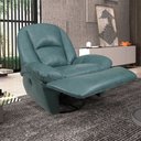 Ver imagem 1 de Poltrona do Papai Sala de Cinema Carrie Reclinável Retrátil Manual Glider Giratória Couro Azul Turqu