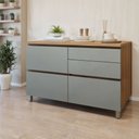 Ver imagem 1 de Balcão 1 Porta Basculante 4 Gavetas 120cm 100% MDF Rainha Verde/Nature