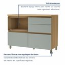 Ver imagem 7 de Balcão 1 Porta Basculante 4 Gavetas 120cm 100% MDF Rainha Verde/Nature