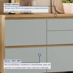 Balcão 1 Porta Basculante 4 Gavetas 120Cm  100% Mdf Rainha - 2