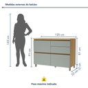 Ver imagem 4 de Balcão 1 Porta Basculante 4 Gavetas 120cm 100% MDF Rainha Verde/Nature