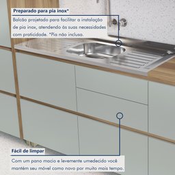 Balcão 1 Porta Basculante 4 Gavetas 120Cm  100% Mdf Rainha - 4