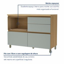 Balcão 1 Porta Basculante 4 Gavetas 120Cm  100% Mdf Rainha - 3