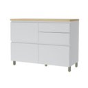 Ver imagem 3 de Balcão 1 Porta Basculante 4 Gavetas 120cm 100% MDF Rainha Branco/Nature