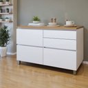 Ver imagem 1 de Balcão 1 Porta Basculante 4 Gavetas 120cm 100% MDF Rainha Branco/Nature